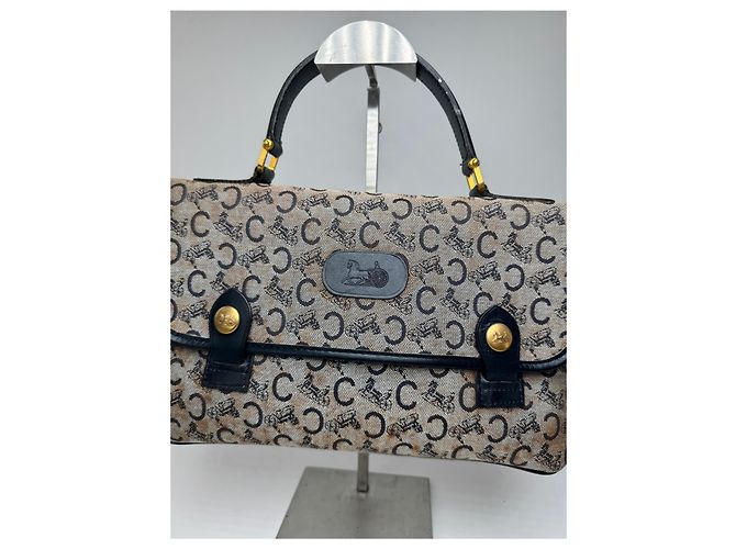 Céline Vintage Celine Paris Monogramm Tasche Schwarz - Ansicht 7