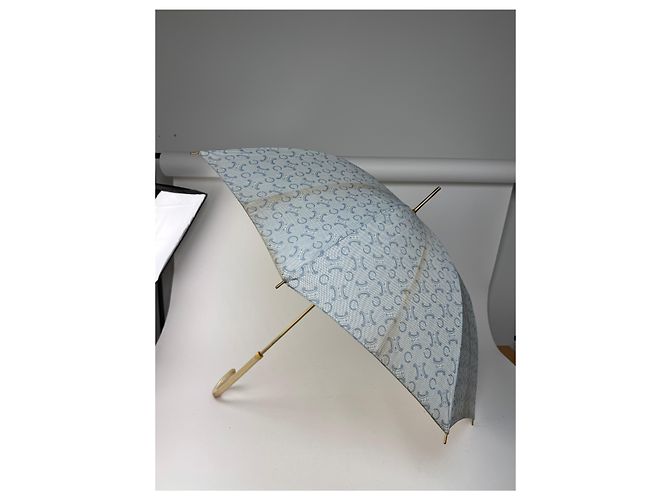 Céline Vintage Celine Paris Monogram Regenschirm Türkis Blau - Ansicht 10