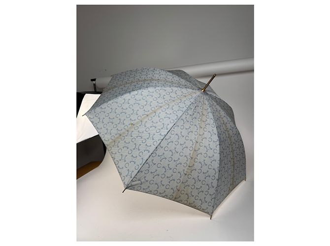 Céline Vintage Celine Paris Monogram Regenschirm Türkis Blau - Ansicht 2