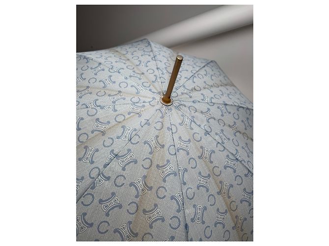 Céline Vintage Celine Paris Monogram Regenschirm Türkis Blau - Ansicht 3