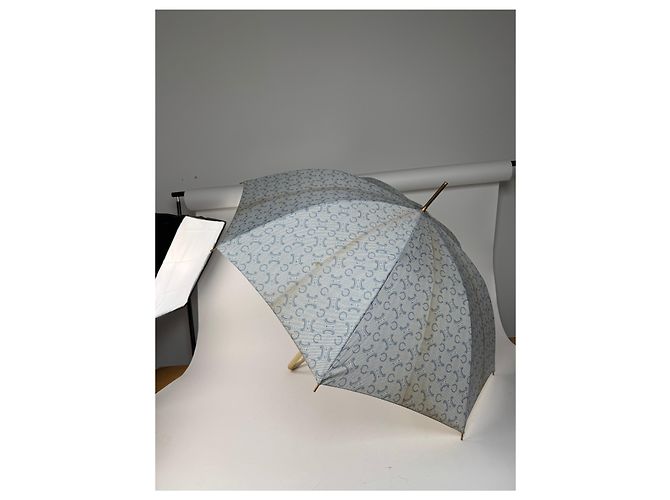 Céline Vintage Celine Paris Monogram Regenschirm Türkis Blau - Ansicht 6