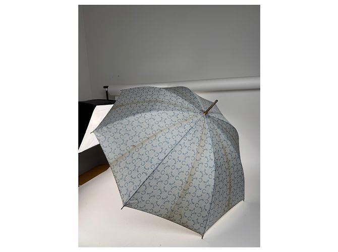 Céline Vintage Celine Paris Monogram Regenschirm Türkis Blau - Ansicht 8