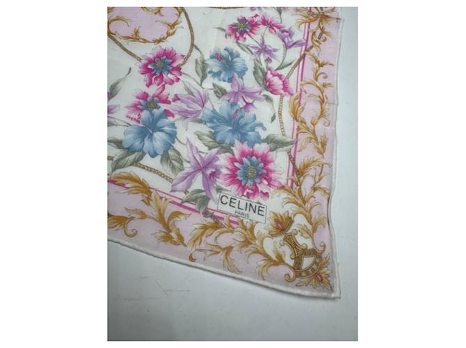 Céline Sciarpa vintage Celine floreale Rosa - vista 2