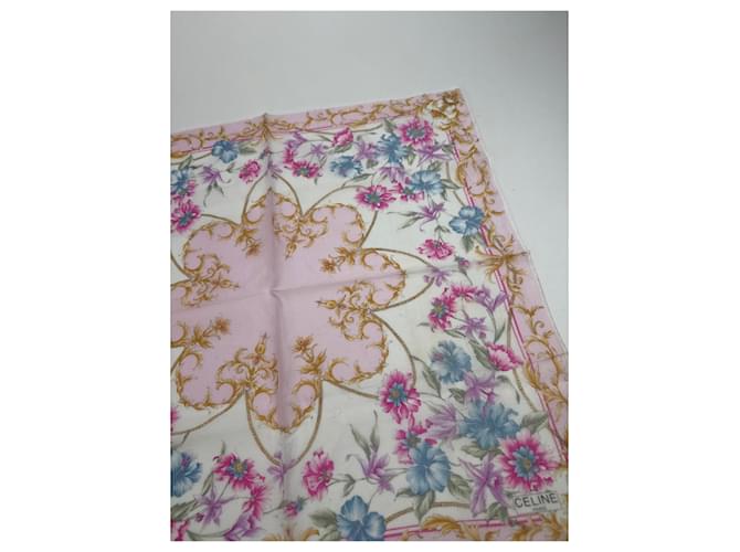 Céline Sciarpa vintage Celine floreale Rosa - vista 8