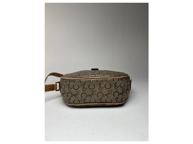 Céline Vintage Celine Paris Patentleder Macadam Monogram Triomphe Tasche Grau - Ansicht 10