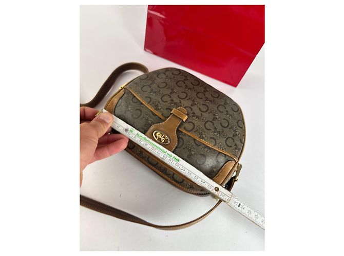 Céline Vintage Celine Paris Patentleder Macadam Monogram Triomphe Tasche Grau - Ansicht 11