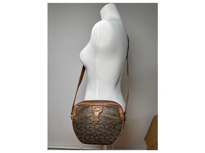 Céline Vintage Celine Paris Patentleder Macadam Monogram Triomphe Tasche Grau - Ansicht 13