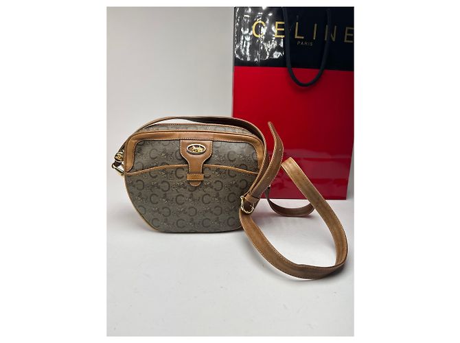 Céline Vintage Celine Paris Patentleder Macadam Monogram Triomphe Tasche Grau - Ansicht 15
