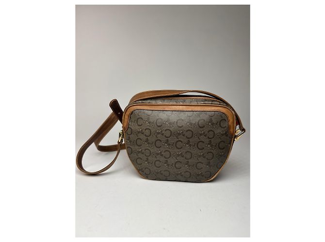 Céline Vintage Celine Paris Patentleder Macadam Monogram Triomphe Tasche Grau - Ansicht 2
