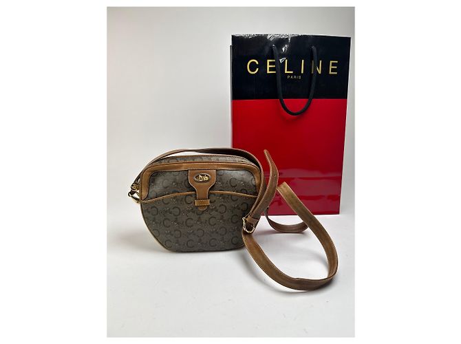 Céline Vintage Celine Paris Patentleder Macadam Monogram Triomphe Tasche Grau - Ansicht 5