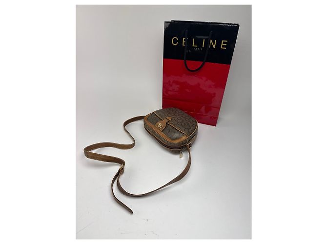 Céline Vintage Celine Paris Patentleder Macadam Monogram Triomphe Tasche Grau - Ansicht 8