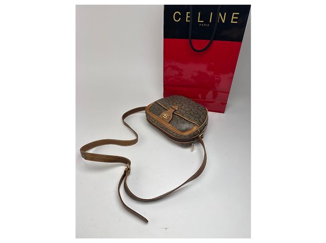 Céline Vintage Celine Paris Patentleder Macadam Monogram Triomphe Tasche Grau - Ansicht 9
