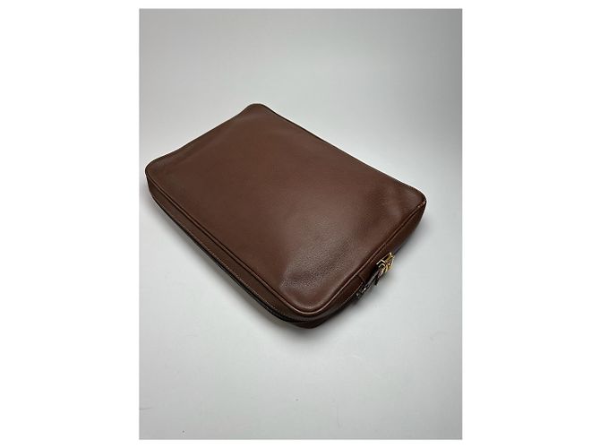 Clutch in pelle vintage Gucci marrone - vista 12