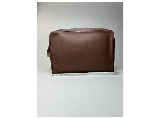 Clutch in pelle vintage Gucci marrone - vista 15