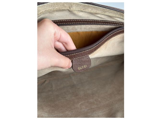 Clutch in pelle vintage Gucci marrone - vista 5