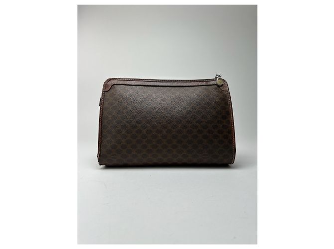 Triomphe Céline Clutch in pelle monogramma vintage Celine Paris marrone - vista 14
