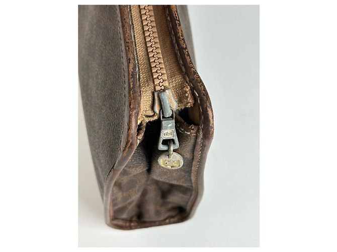 Triomphe Céline Clutch in pelle monogramma vintage Celine Paris marrone - vista 2