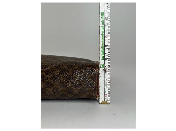 Triomphe Céline Clutch in pelle monogramma vintage Celine Paris marrone - vista 3