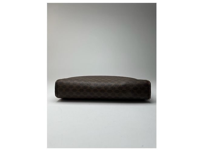 Triomphe Céline Clutch in pelle monogramma vintage Celine Paris marrone - vista 4