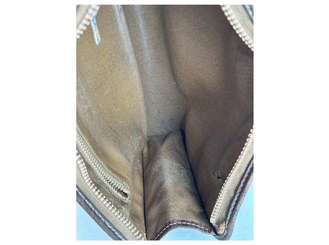 Triomphe Céline Clutch in pelle monogramma vintage Celine Paris marrone - vista 6