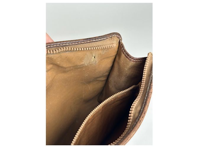 Triomphe Céline Clutch in pelle monogramma vintage Celine Paris marrone - vista 7