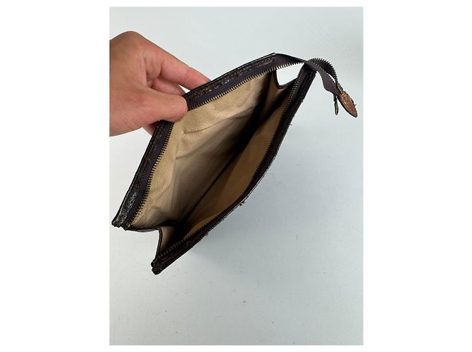 Clutch in pelle monogramma Louis Vuitton vintage marrone - vista 3