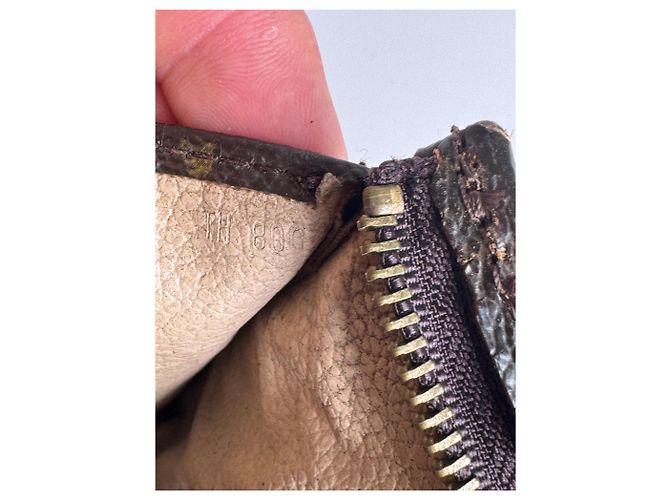 Clutch in pelle monogramma Louis Vuitton vintage marrone - vista 4