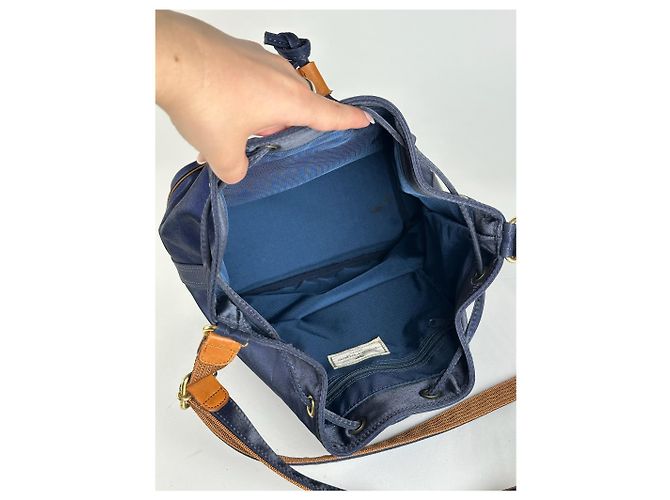 Vintage Courreges Paris Leder Eimer Tasche navy Marineblau - Ansicht 10