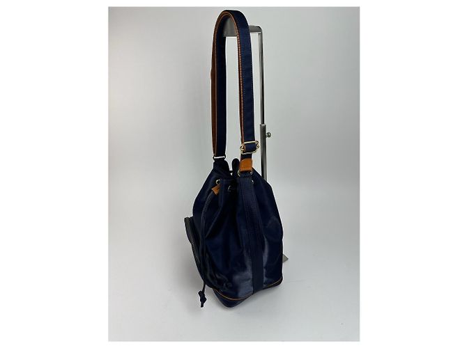 Vintage Courreges Paris Leder Eimer Tasche navy Marineblau - Ansicht 14