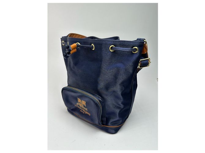 Vintage Courreges Paris Leder Eimer Tasche navy Marineblau - Ansicht 4