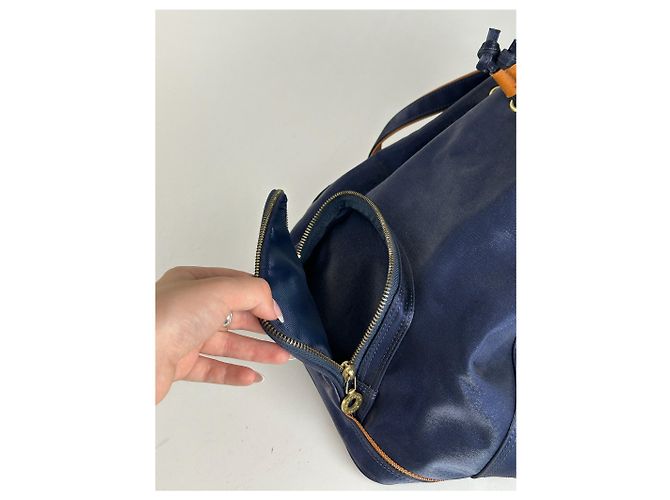 Vintage Courreges Paris Leder Eimer Tasche navy Marineblau - Ansicht 6