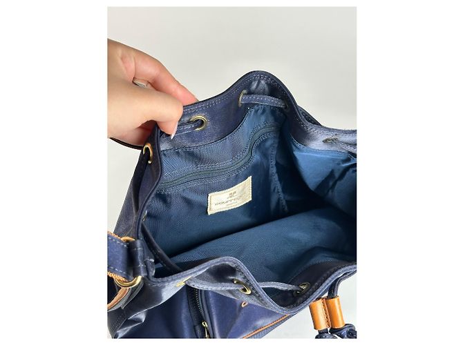 Vintage Courreges Paris Leder Eimer Tasche navy Marineblau - Ansicht 9
