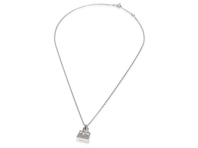 Pendente Amulette Birkin in oro bianco e diamanti Hermès - vista 2