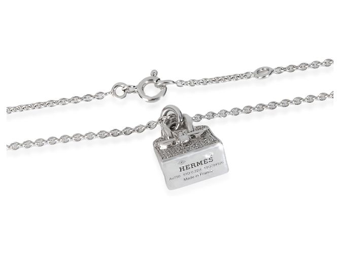Pendente Amulette Birkin in oro bianco e diamanti Hermès - vista 4