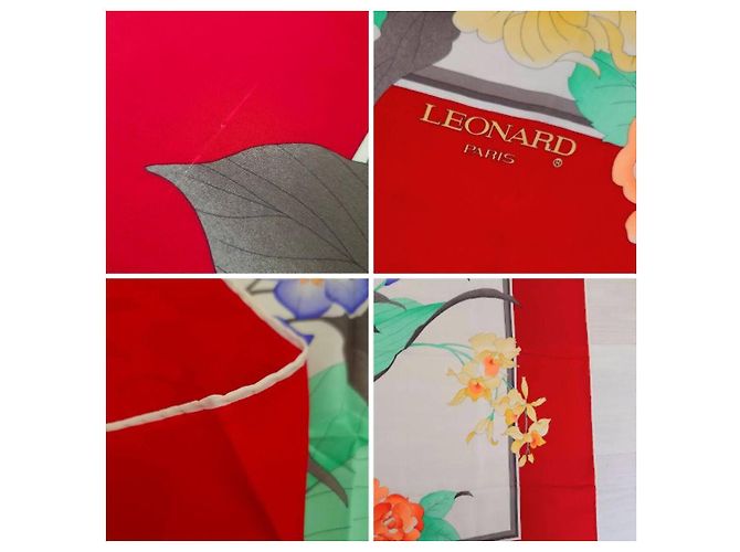 Leonard Seidenschal mit buntem Blumenmuster und rotem Rand Mehrfarben - Ansicht 11