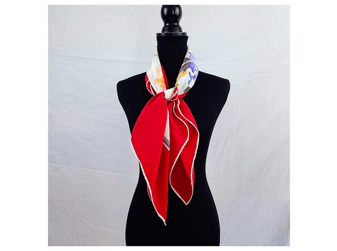 Leonard Seidenschal mit buntem Blumenmuster und rotem Rand Mehrfarben - Ansicht 3