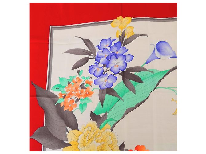Leonard Seidenschal mit buntem Blumenmuster und rotem Rand Mehrfarben - Ansicht 6