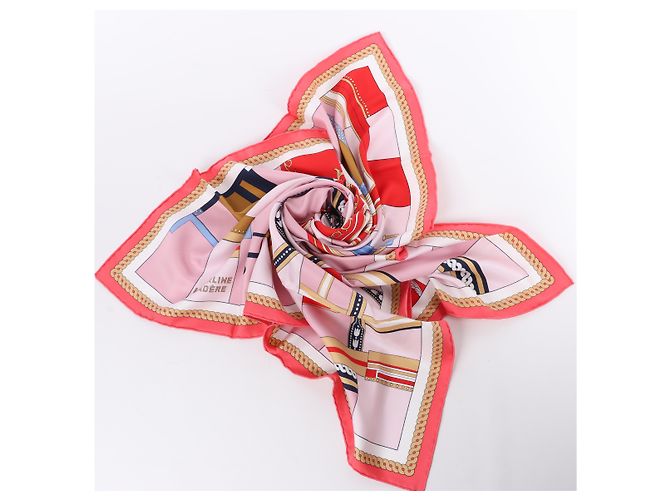 Foulard Hermès Carré 90 "LA BERLINE BAYADERE" 100% Seta in Rosa - vista 14