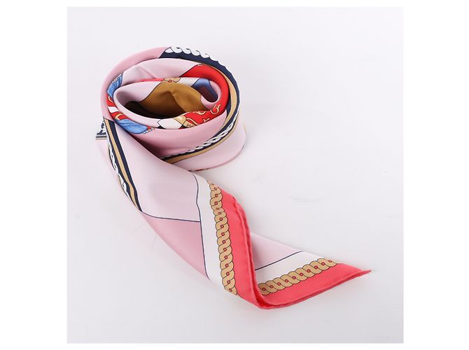 Foulard Hermès Carré 90 "LA BERLINE BAYADERE" 100% Seta in Rosa - vista 16