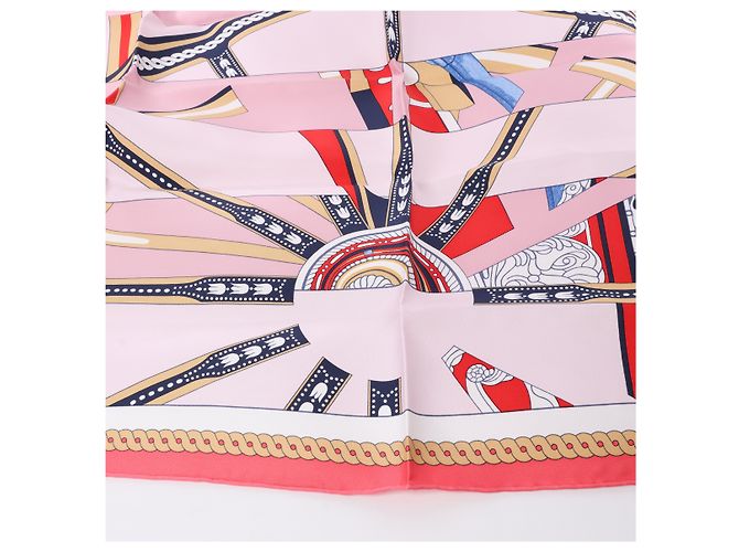 Foulard Hermès Carré 90 "LA BERLINE BAYADERE" 100% Seta in Rosa - vista 5