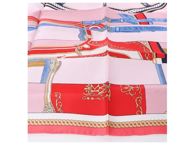 Foulard Hermès Carré 90 "LA BERLINE BAYADERE" 100% Seta in Rosa - vista 7