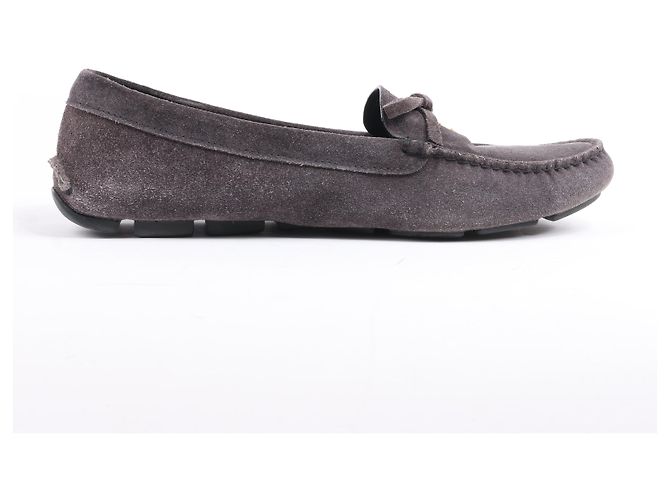 Bow Mocassins de camurça Prada com laço em cinza, tamanho 39 EU - vista 3