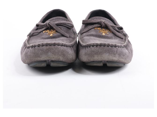 Bow Mocassins de camurça Prada com laço em cinza, tamanho 39 EU - vista 4