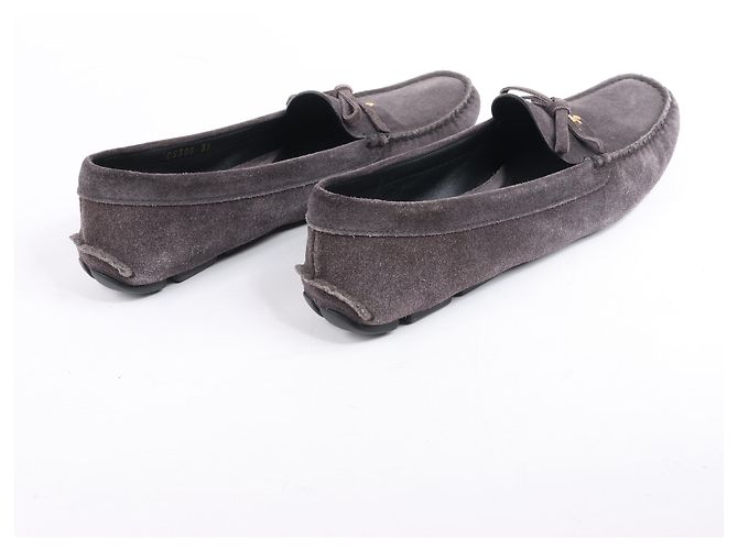 Bow Mocassins de camurça Prada com laço em cinza, tamanho 39 EU - vista 8
