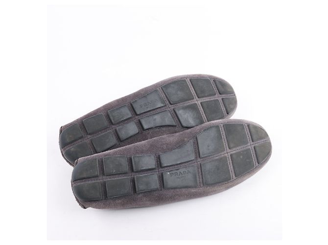 Bow Mocassins de camurça Prada com laço em cinza, tamanho 39 EU - vista 9