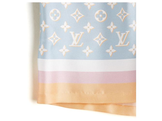 Louis Vuitton Short Soie FR36 Hellblau Monogramm Seiden-Pyjama-Shorts US27 Größe S - Ansicht 2