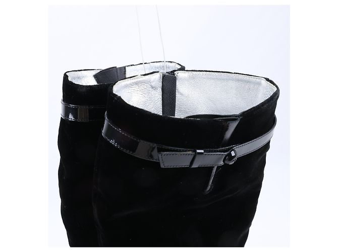Timeless Botas largas de terciopelo Chanel Coco Mark en negro, talla 37,5 EU - vista 5