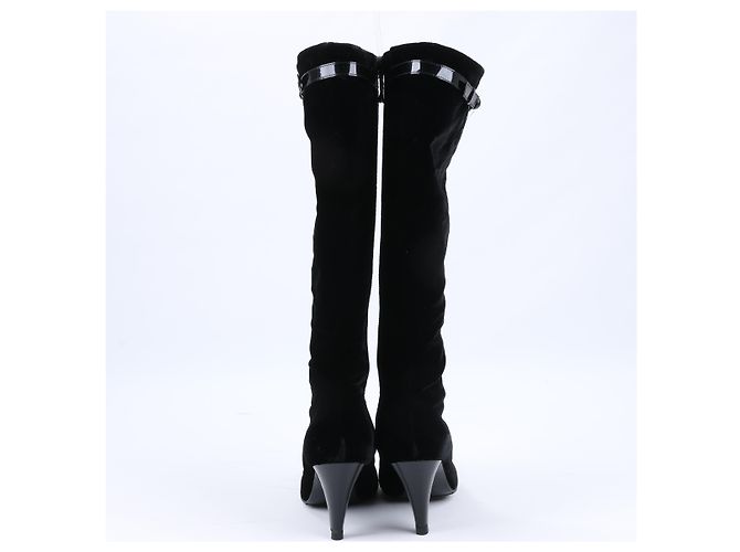 Timeless Botas largas de terciopelo Chanel Coco Mark en negro, talla 37,5 EU - vista 6