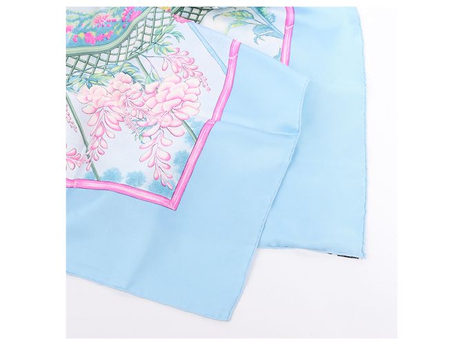 Garden Foulard Hermès Carré 90 "Giardini di Giverny" 100% Seta Blu - vista 2