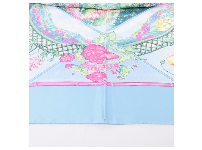 Garden Foulard Hermès Carré 90 "Giardini di Giverny" 100% Seta Blu - vista 6